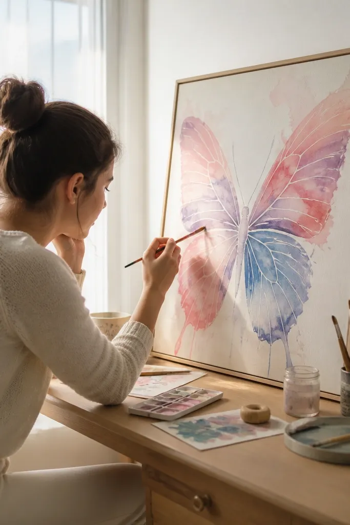 Butterfly wings in pastel colors with pale feather-like lines