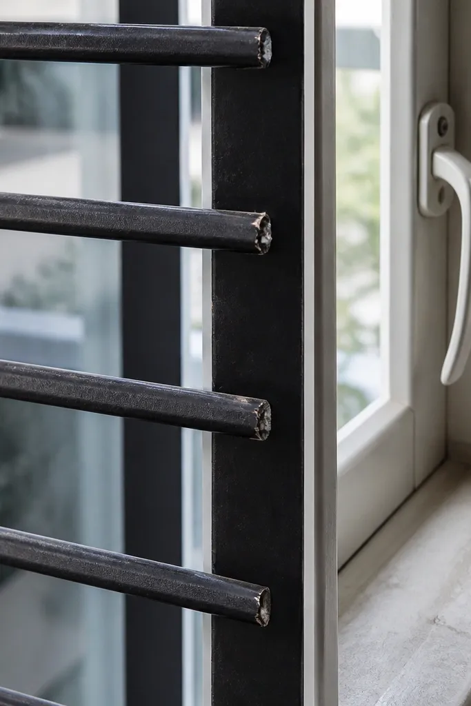 Grill bars with sharp cut ends exposed at edges