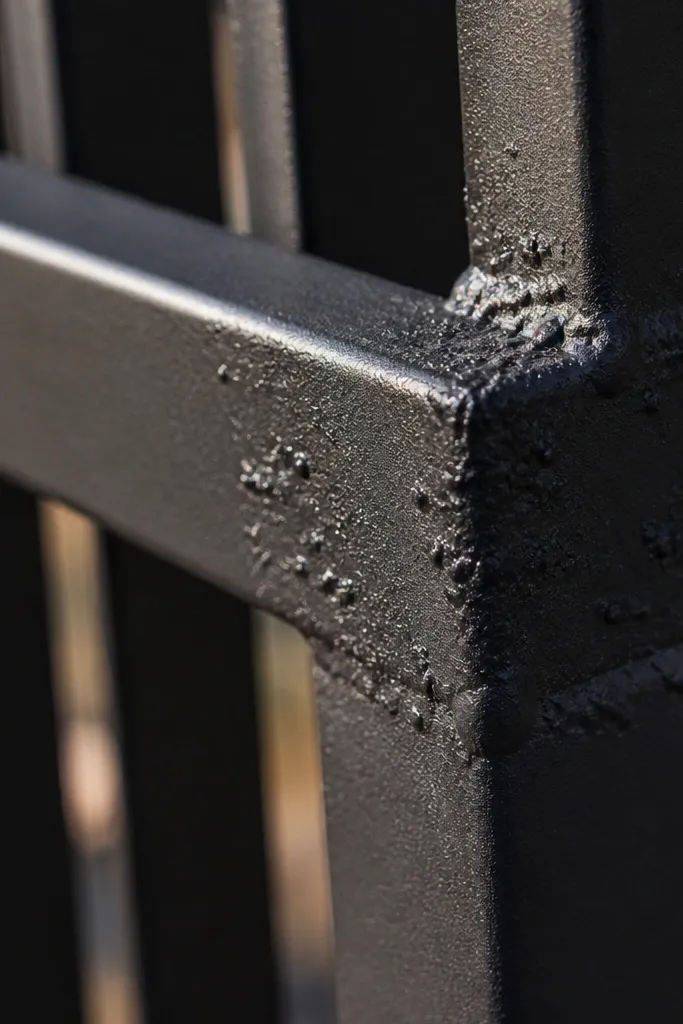 Window grill with visible weld bumps and uneven surface
