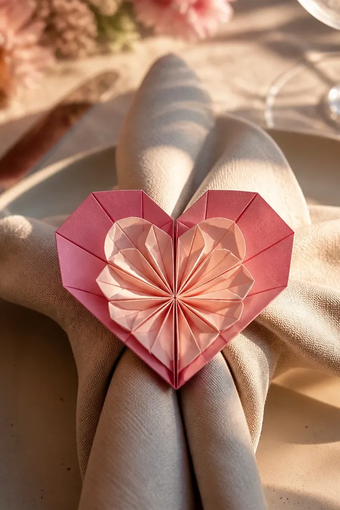 A flower made from heart-shaped petal layers in pink tones