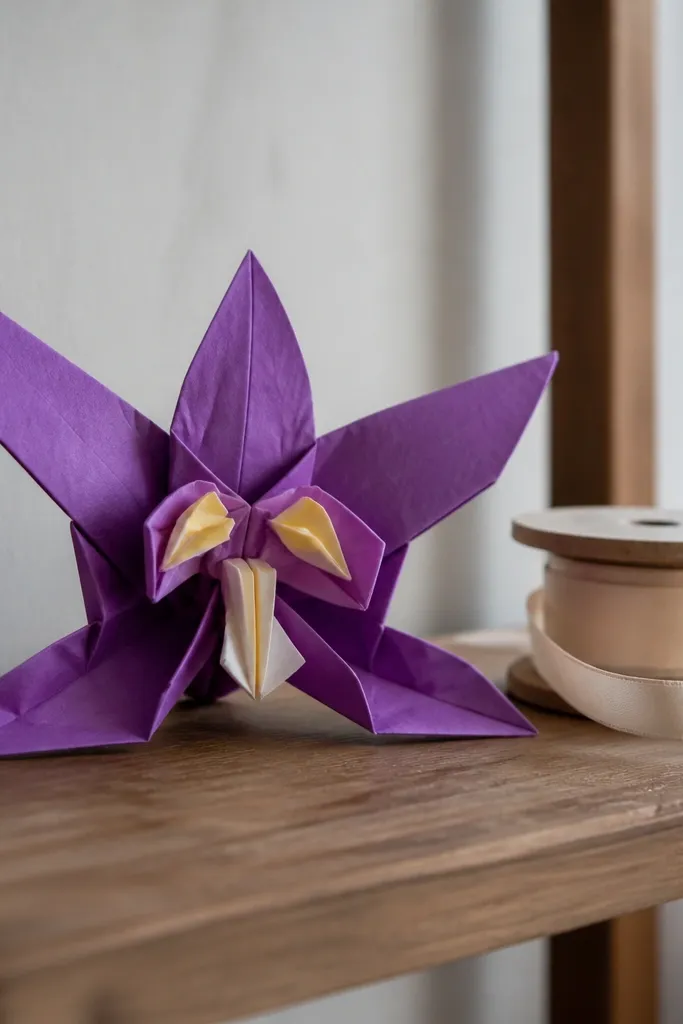 An orchid flower with side wings and a centered folded lip