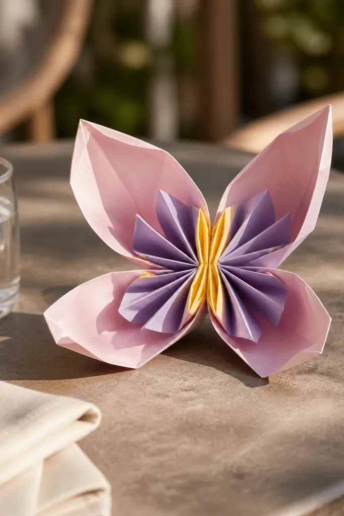 A flower where petals open sideways like butterfly wings in pastel colors