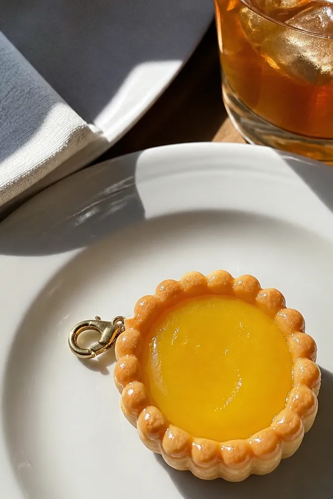 Small yellow lemon tart paper squishy with a shiny glaze effect and crust edge