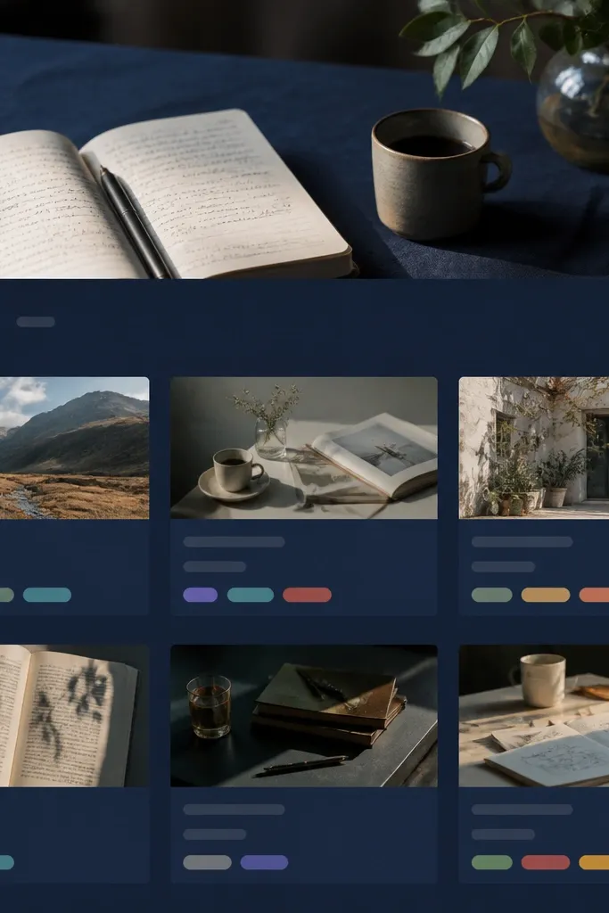 Indigo Notion page with source cards and colored tags