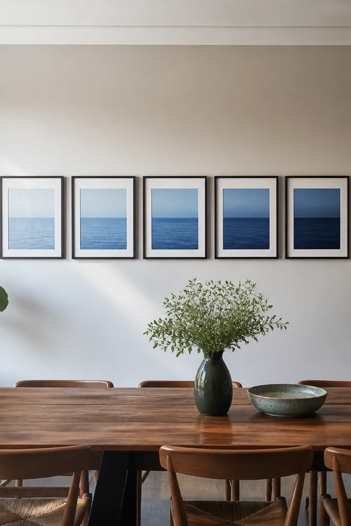 Frames shaded from light blue to deep navy in a vertical collage