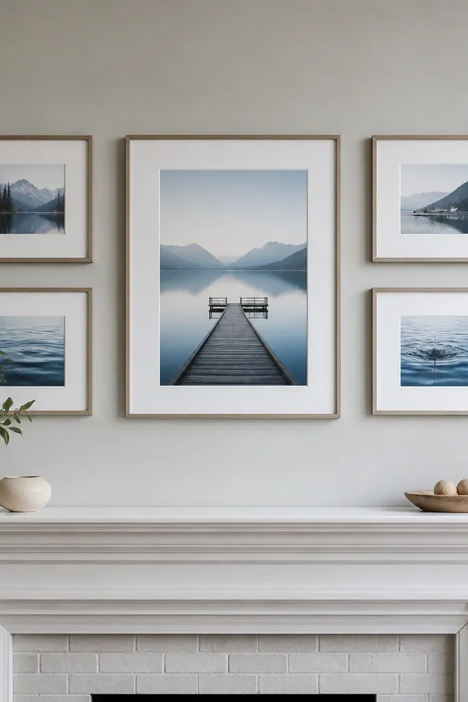 Symmetrical blue frames mirrored around a center point