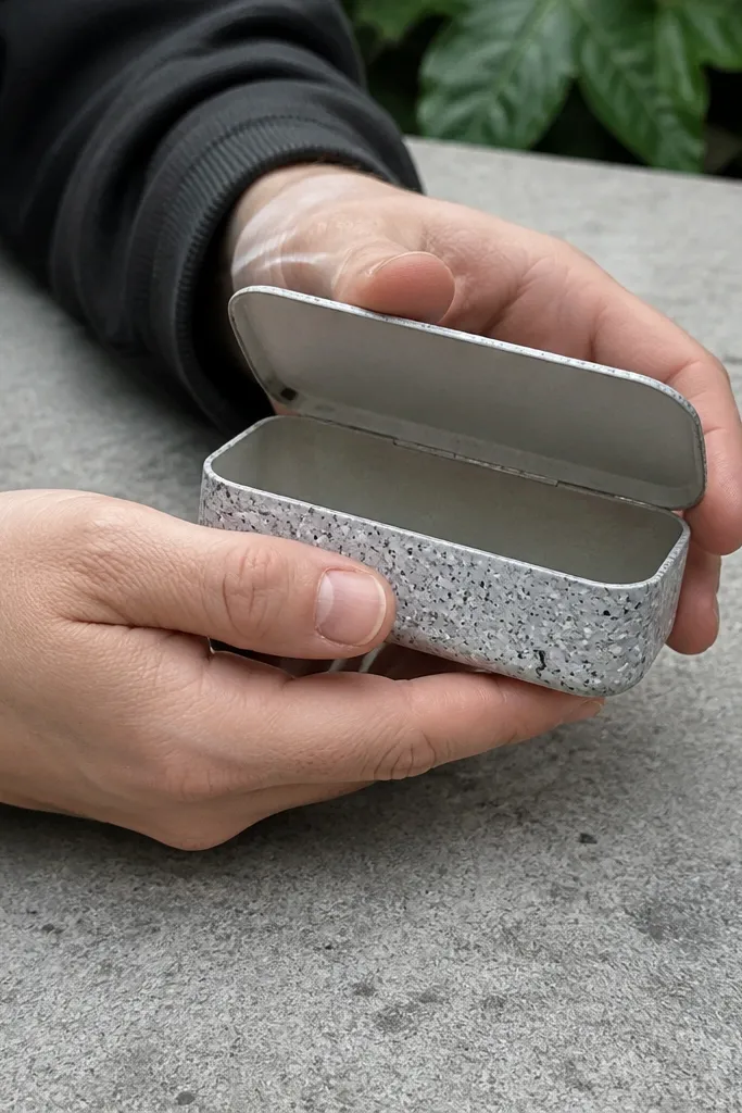 Speckled marble-look Altoids wallet with clean edges and neutral interior