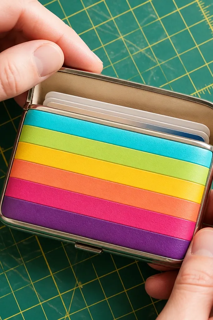 Rainbow gradient layered vinyl Altoids wallet with smooth color transitions