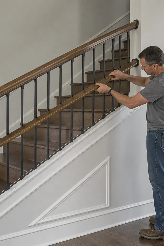 Top handrail plus a lower grab bar with simple verticals
