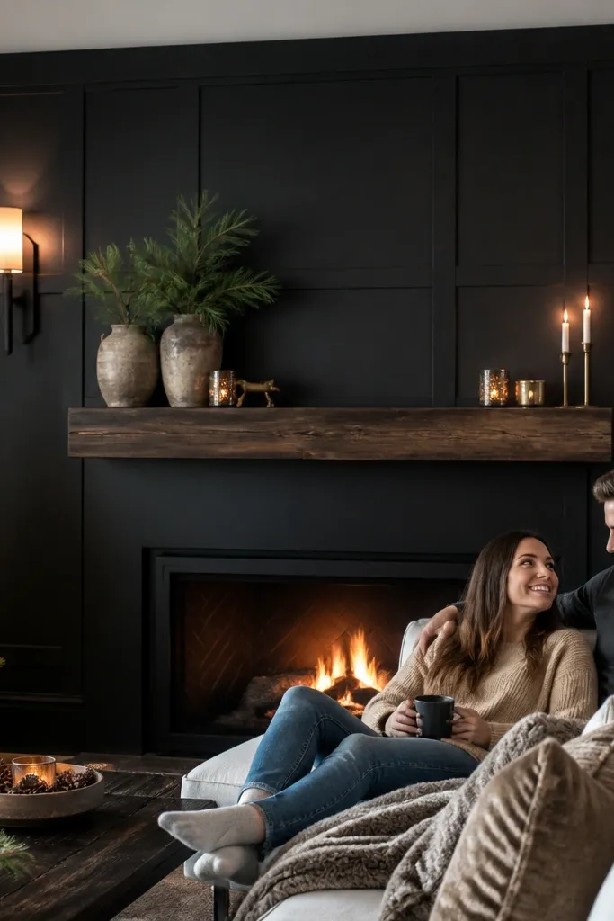 Dark oversized square panels with simple trim borders