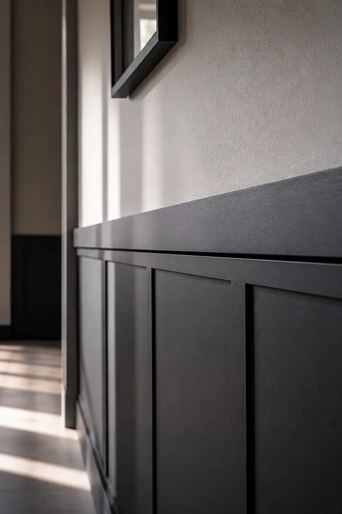 Dark shadow-line wainscot with a crisp gap around each panel