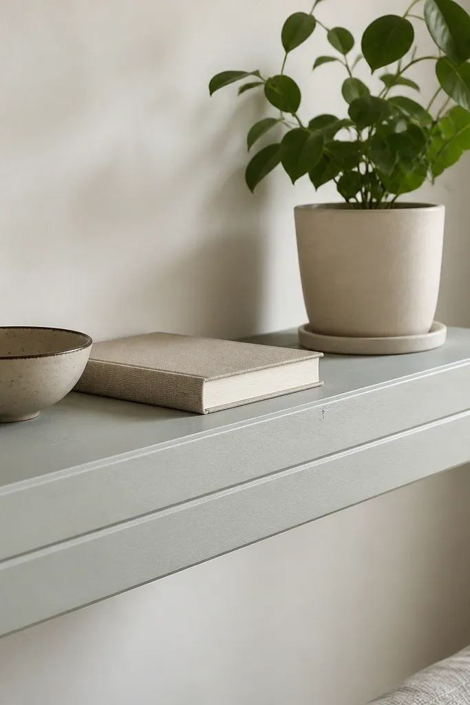 Painted shelf made from tongue-and-groove boards
