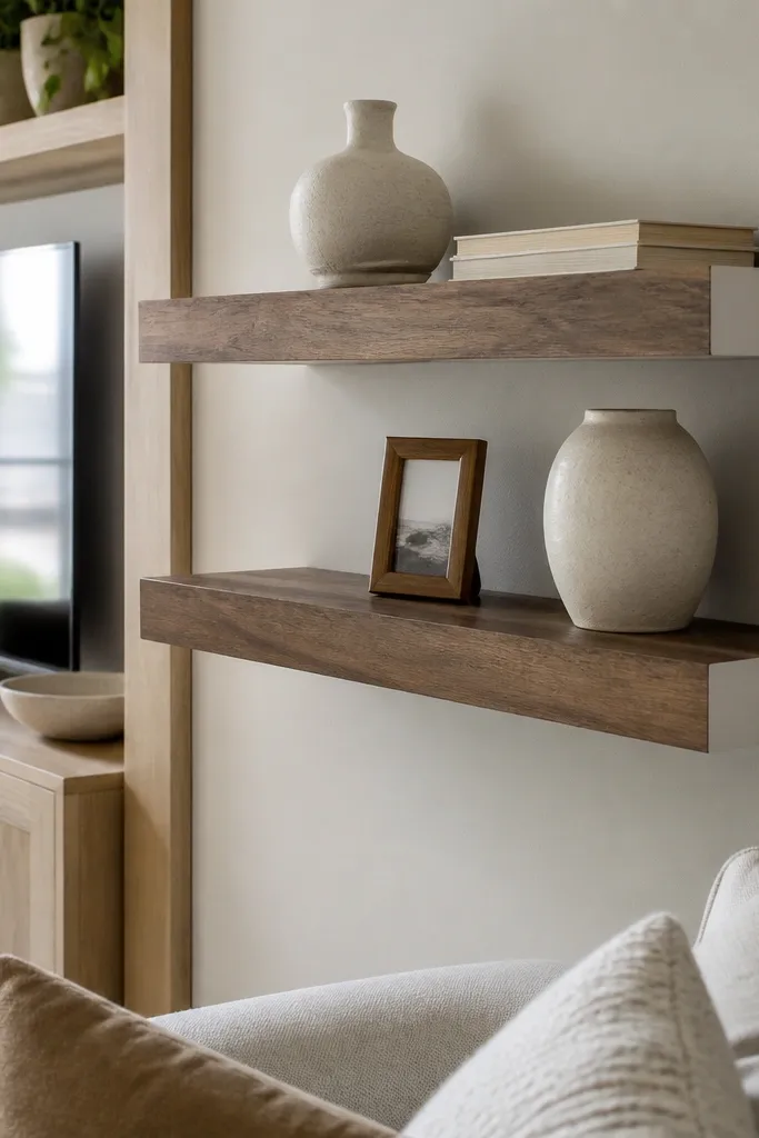 Shelf with stained top and painted sides for contrast