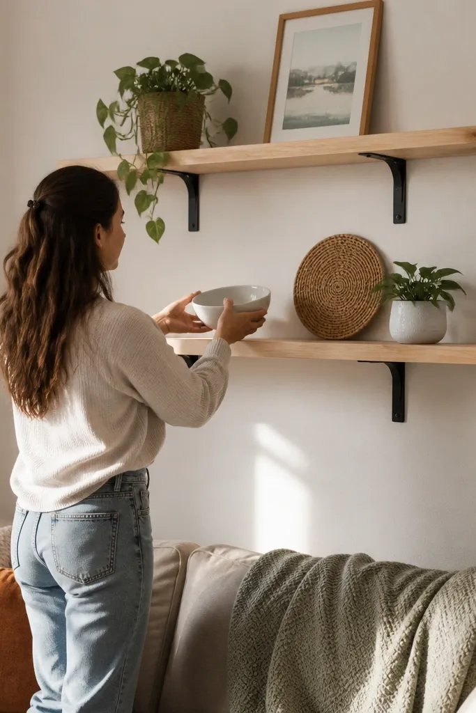 Budget Floating Shelves Living Room Ideas