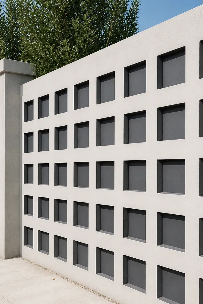 Checkerboard recess pattern on wall with alternating light and dark paint