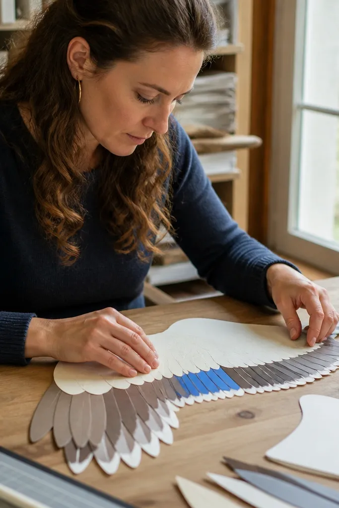 Tape runner dispensing adhesive strips across paper