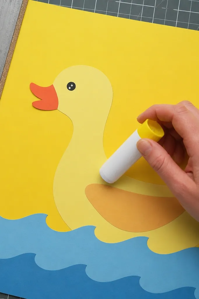 Matte glue stick spread in thin stripes on paper