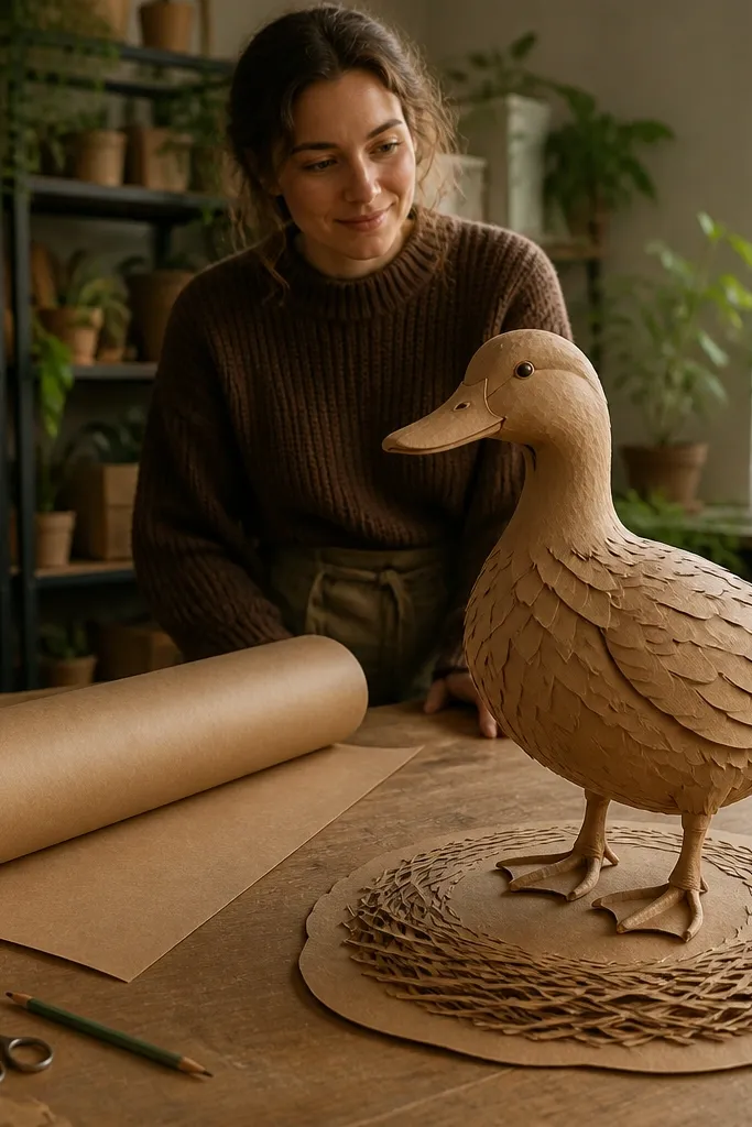 Brown kraft paper roll laid flat for a nest-like base
