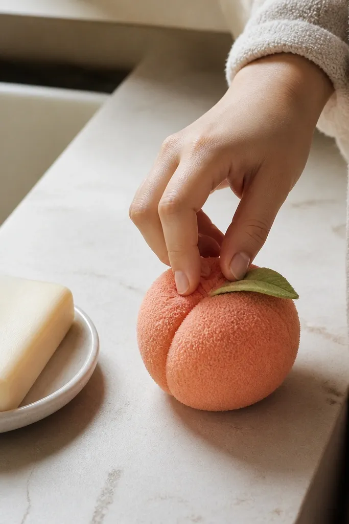 Peach-colored paper squishy with a soft fuzzy border effect.
