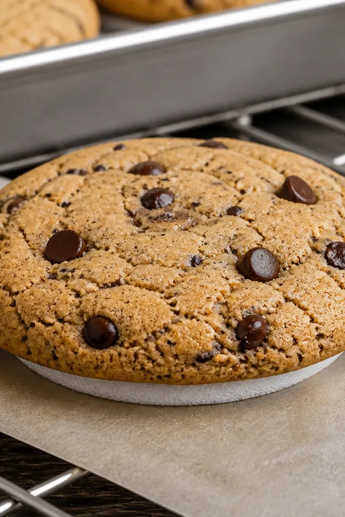 Chocolate chip cookie paper squishy with cracked sugar pattern and glossy chips.