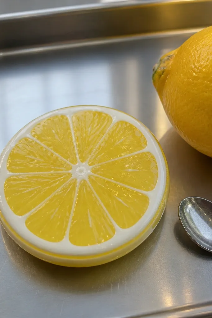 Lemon slice paper squishy with yellow segments and white vein lines.