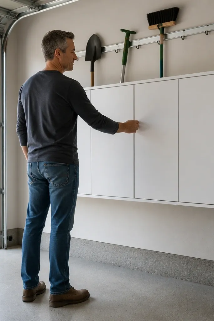 Built cabinet with two bins and a clean door front for recycling