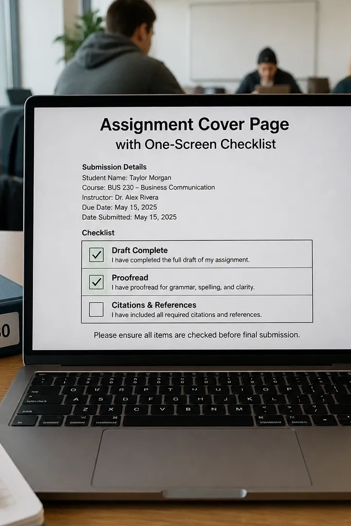 Assignment page with a single checklist and submission details