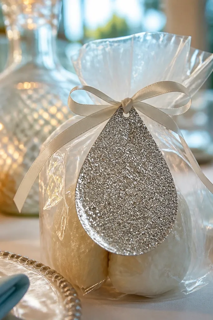 Teardrop folded paper tag with a pointed bottom and small hole for string