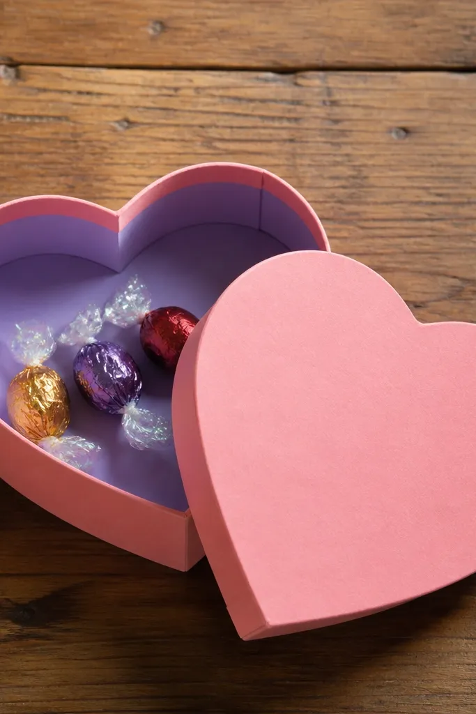 Small folded heart-shaped box with an open top and neat edges