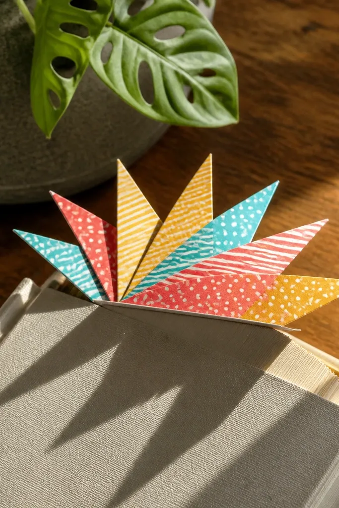 Folded starburst bookmark with folded points and a flat back