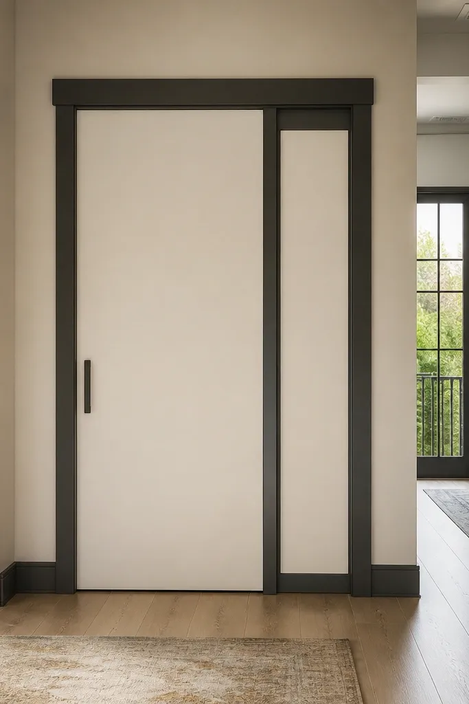 Sliding door with an asymmetrical panel layout and clean modern lines