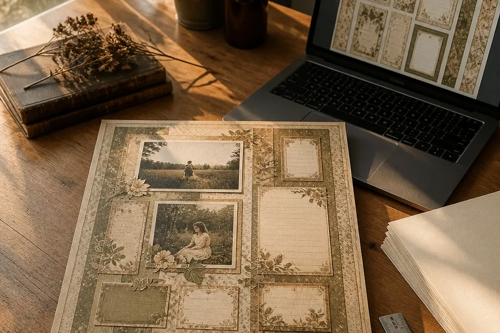 Budget Vintage Paper Printables for Scrapbook Layouts