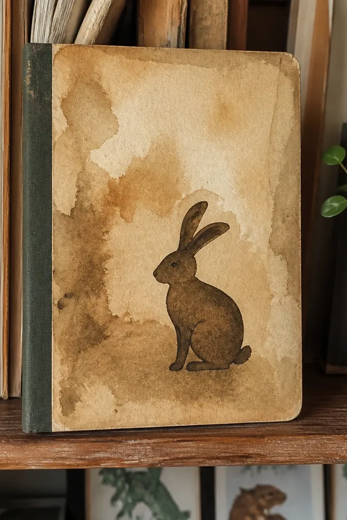 Sepia animal silhouette sticker with a faint watercolor wash background