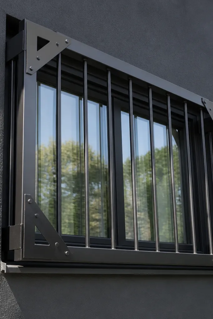 Black grill with square tube frame and diagonal corner braces