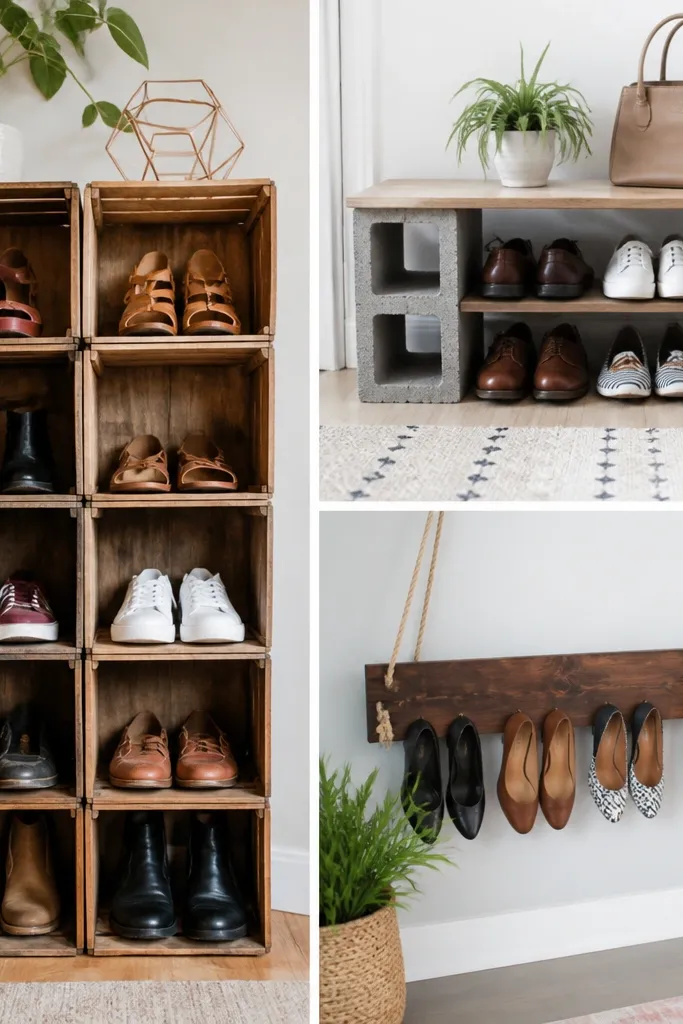Cheap affordable diy shoe rack ideas