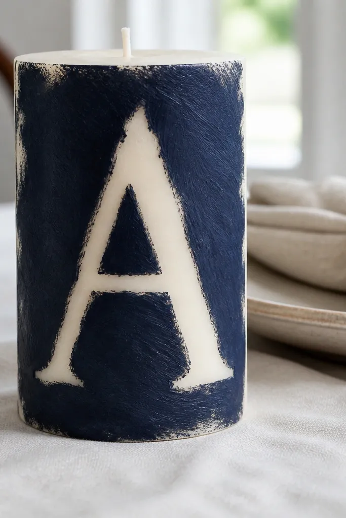 Candle with a letter cutout look using background and paint