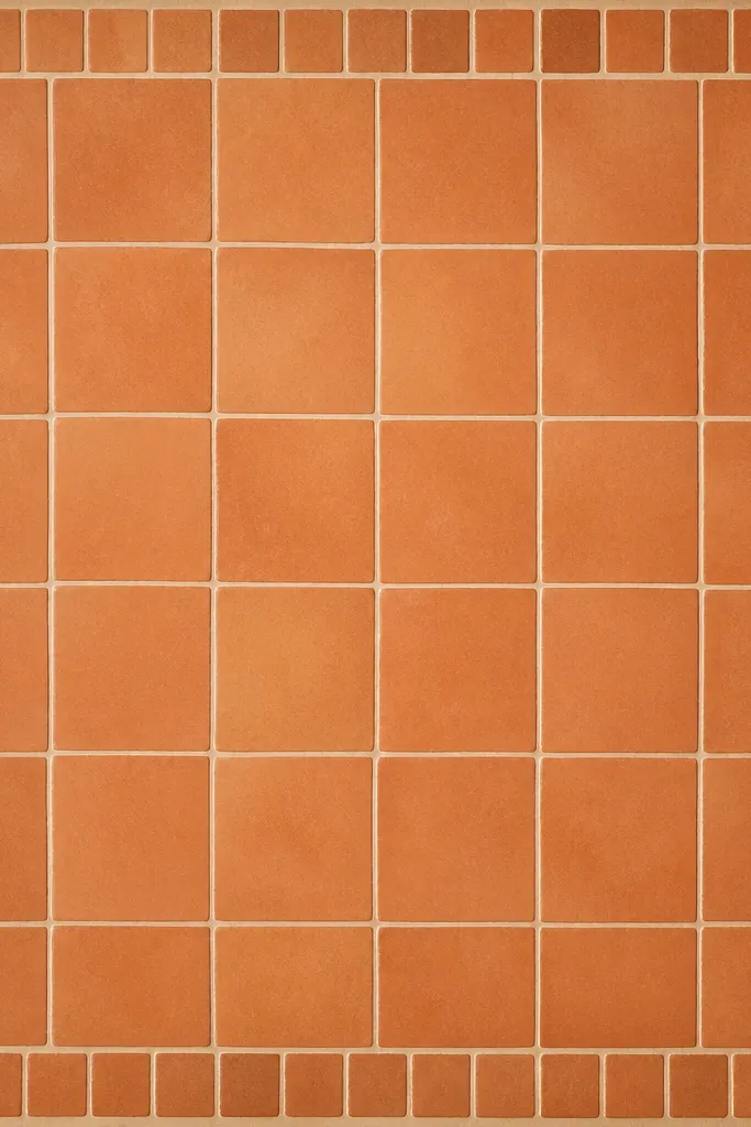 A template that looks like terracotta floor tiles, with a repeating grid border and a few slightly skewed lines for a handmade feel.