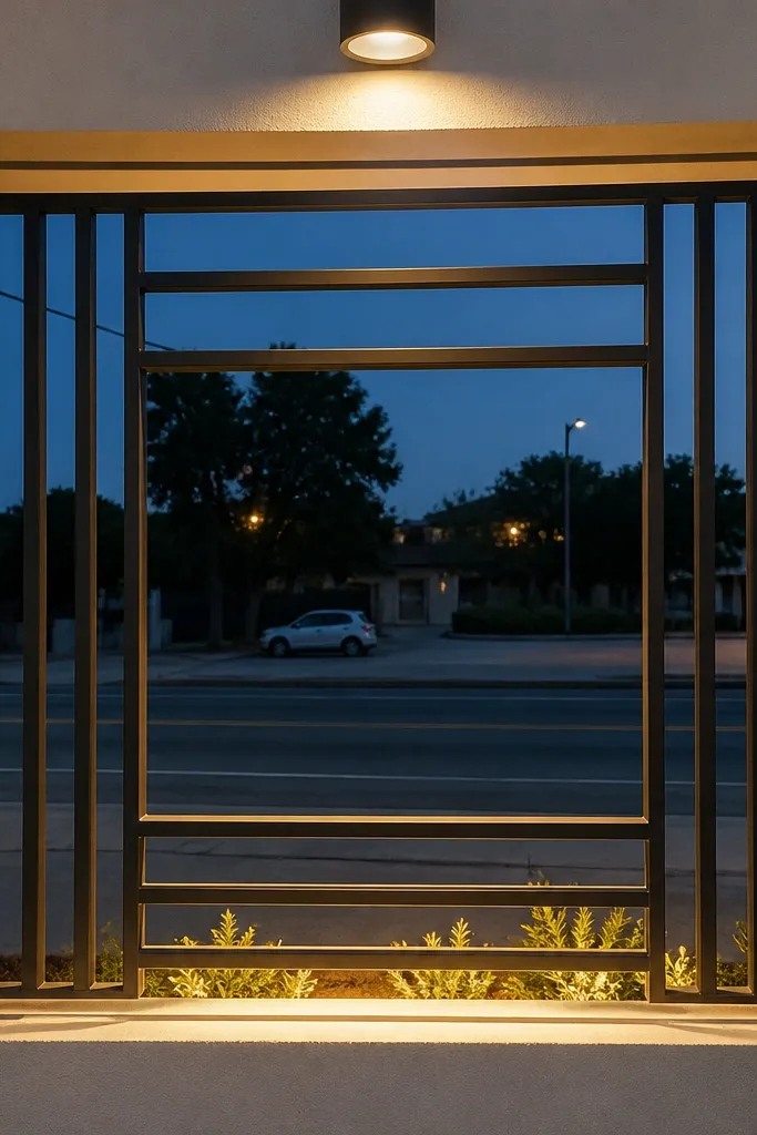 Black grill with a hollow center rectangle and thick perimeter bars