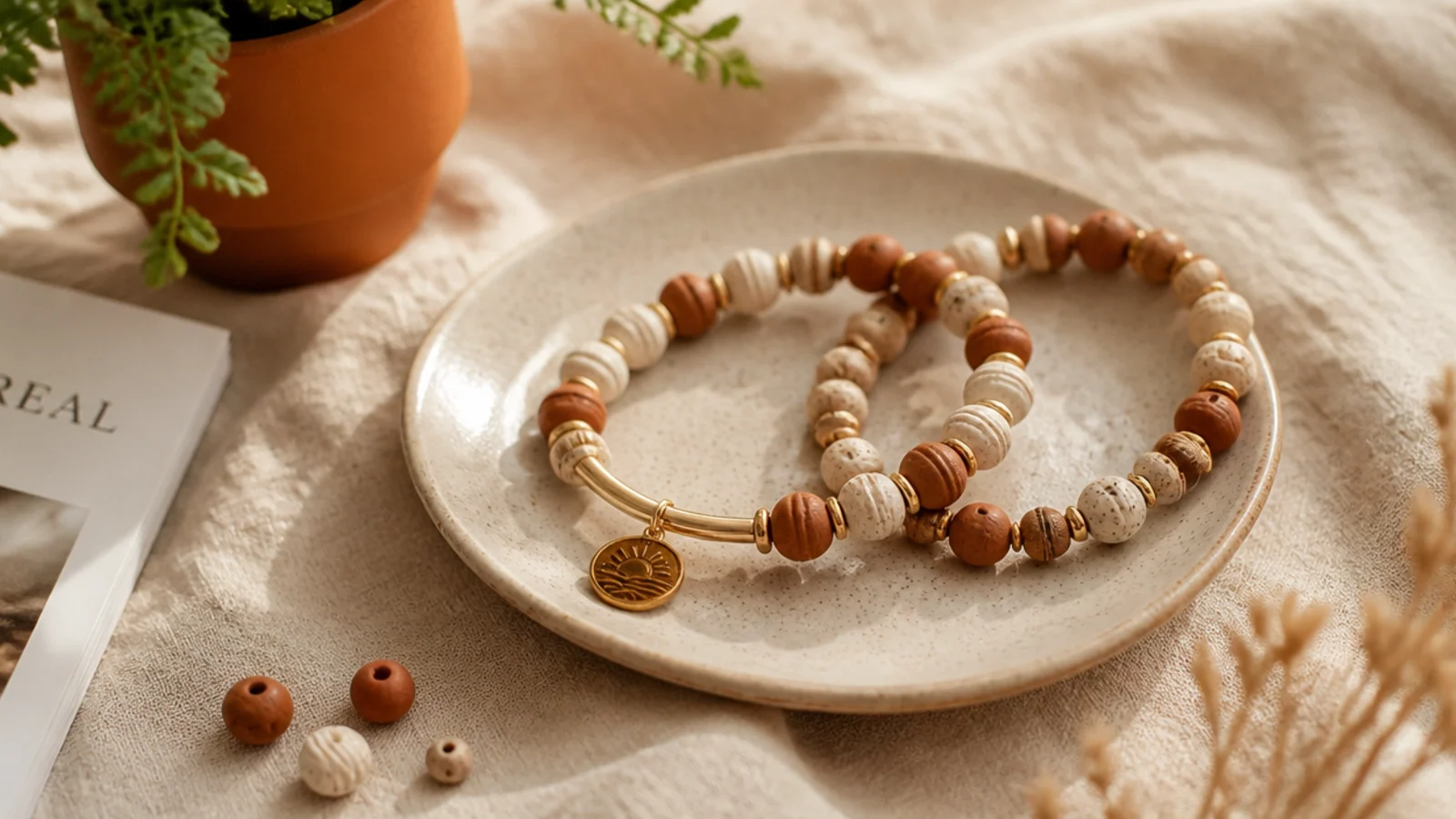 Clay bead bracelet ideas for boys in cool, low-key colors