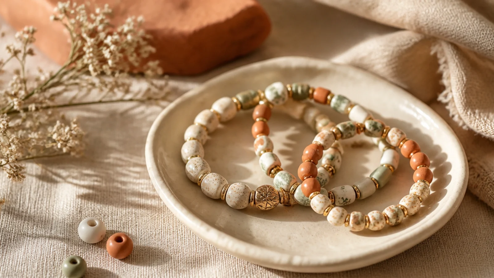 Clay bead bracelet ideas with patterns that stay even