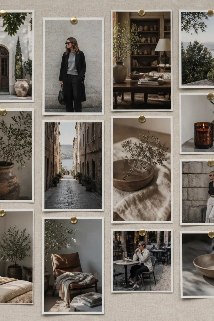 Photos in a staggered masonry pattern with varied heights and consistent widths