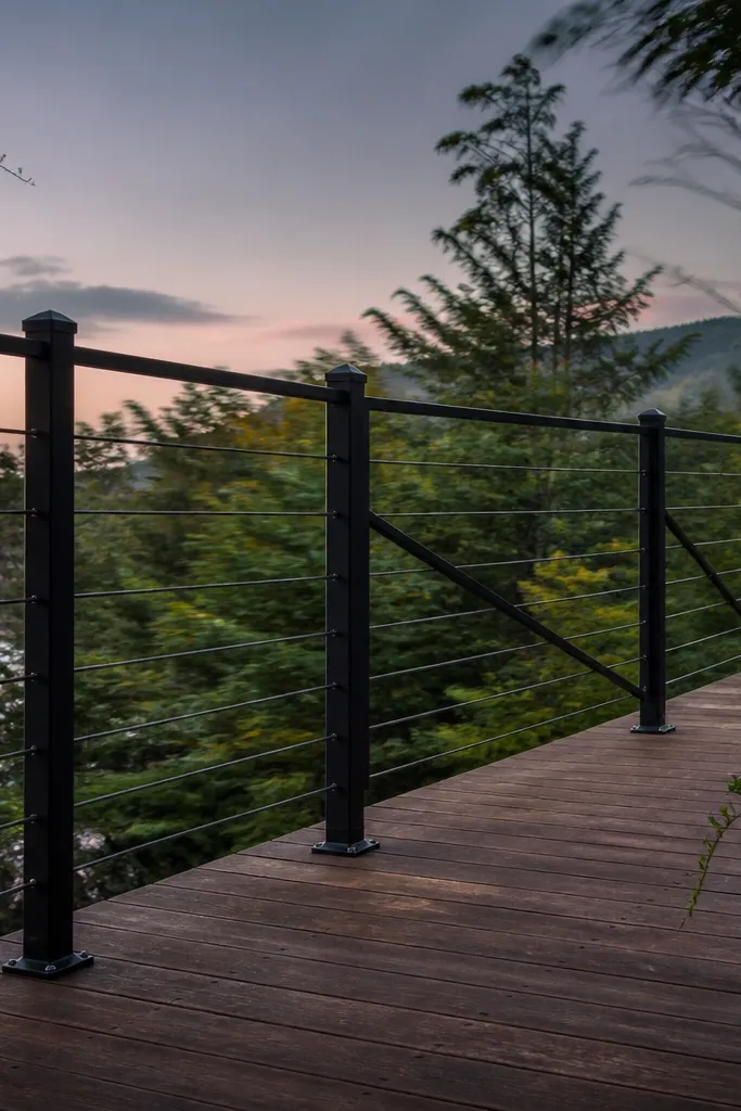 Railing line that tilts slightly and looks loose at the base