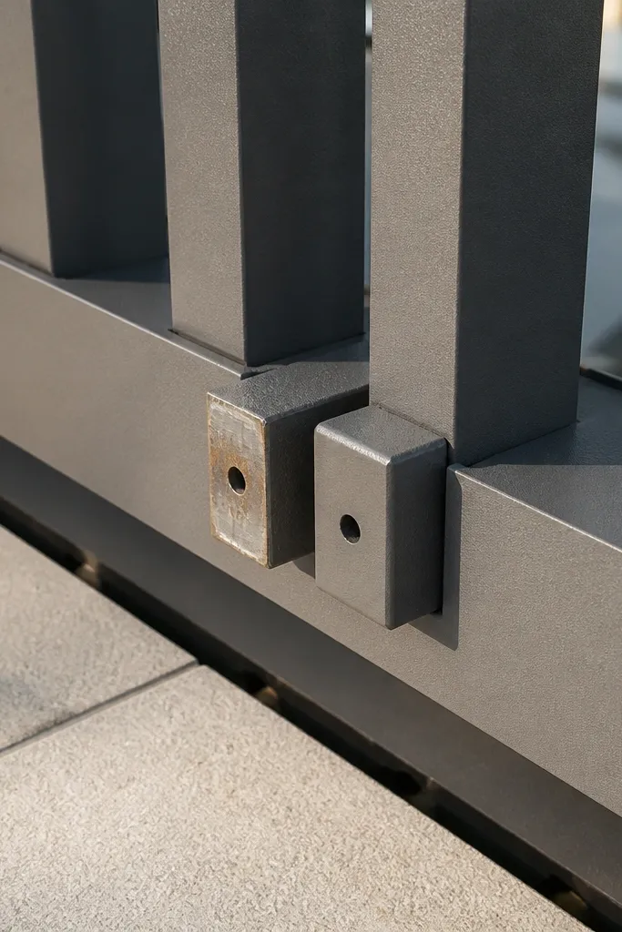 Freshly cut metal railing ends with no paint