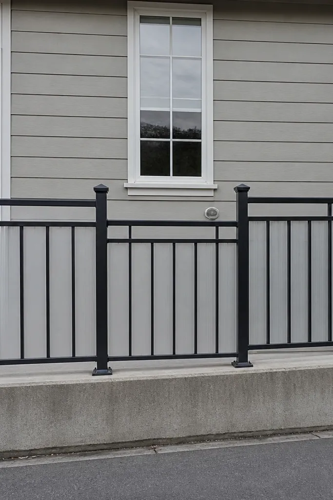 Staggered railing bars with uneven top alignment