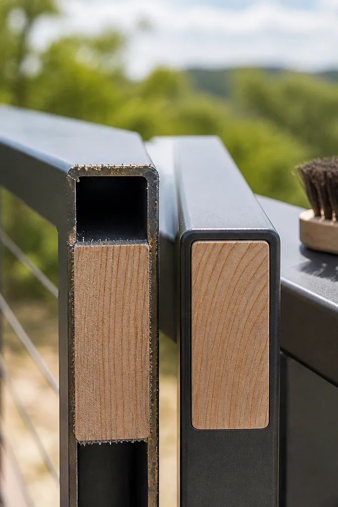 Unfinished cut edges on railing components