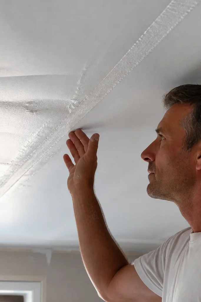 Thin ceiling boards with visible flex over larger areas
