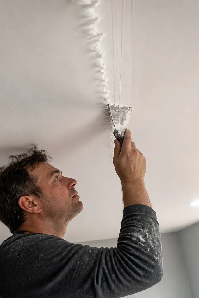 Bubbled seam tape under paint layer