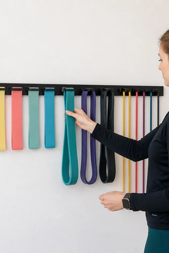 Bands laid flat on a mounted strip with numbered slots