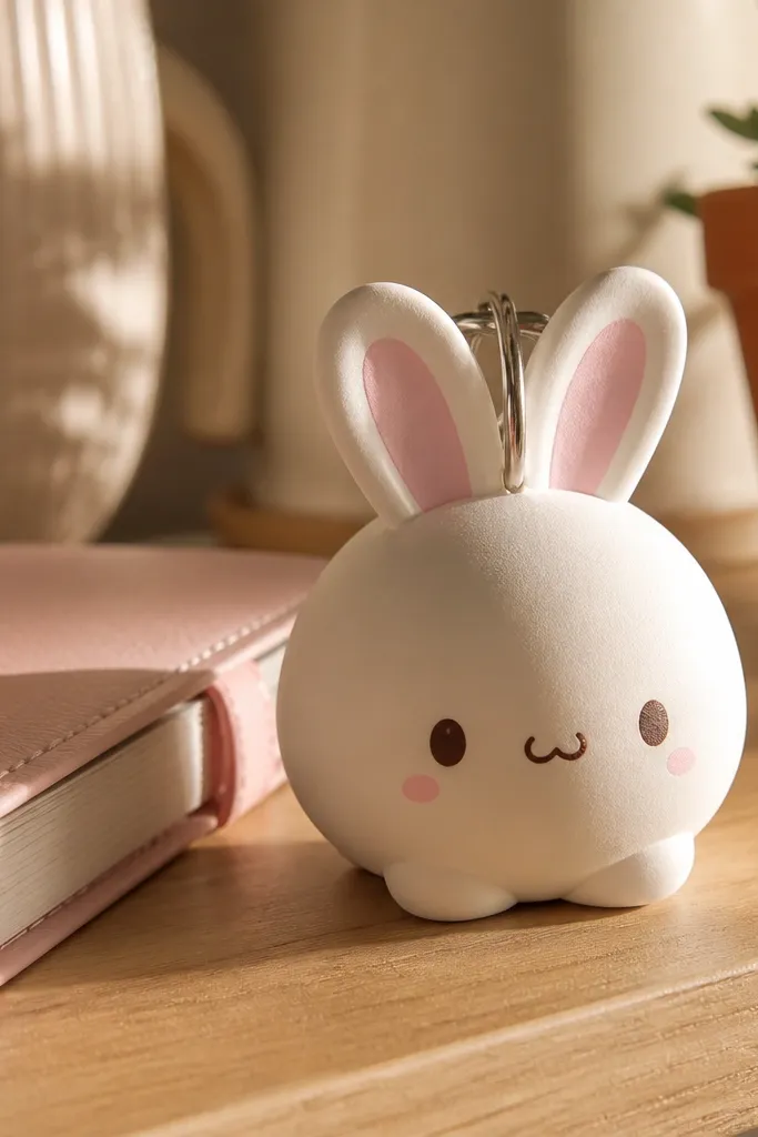 Mini bunny paper squishy with two-layer ears and a soft body