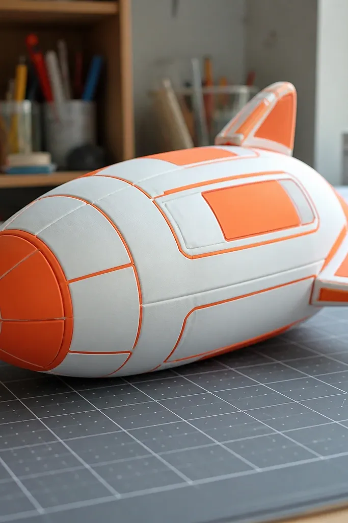 Mini rocket paper squishy with panel lines and a sealed body seam